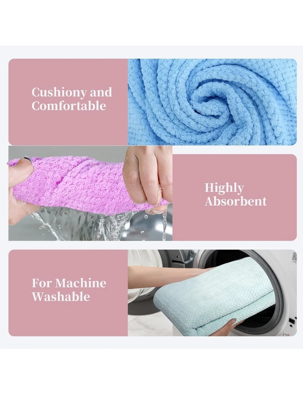 Plush Multicolor Waffle Knit Towel Set - Pastel Mix